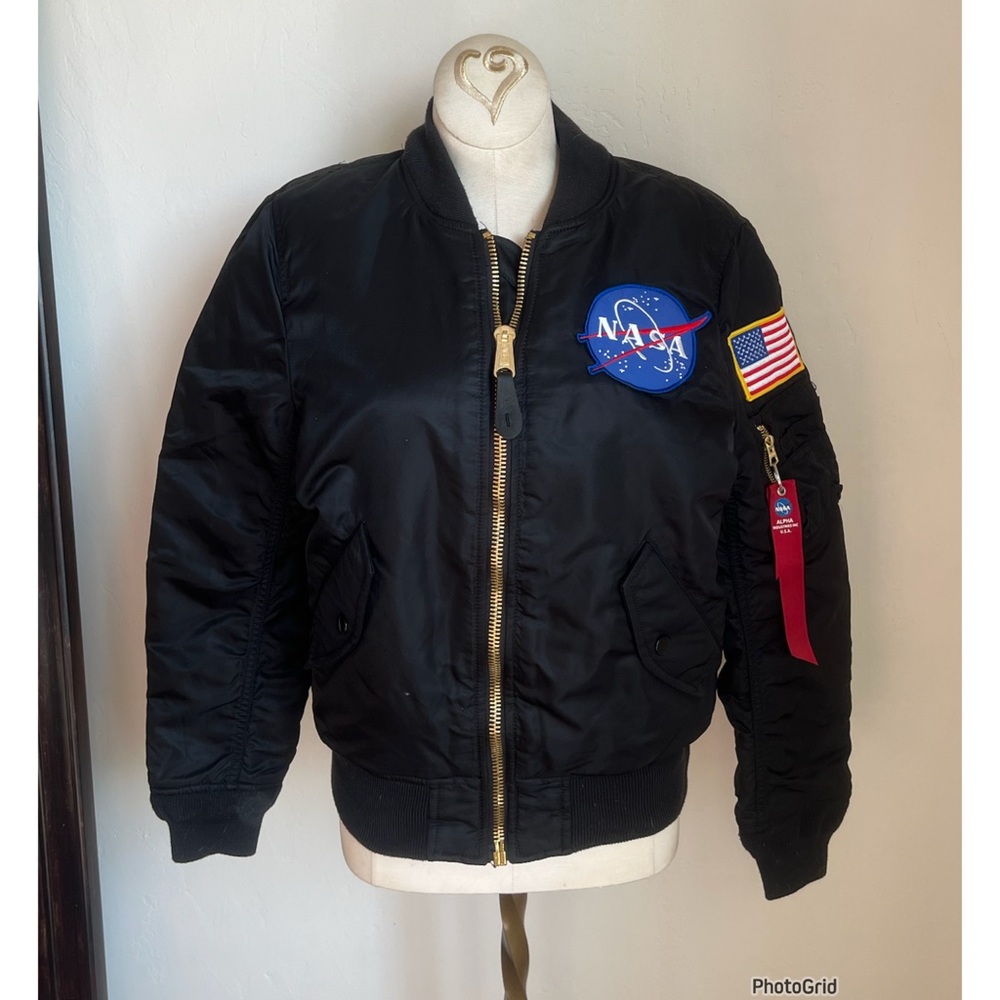 Alpha Industries NASA Black Bomber Jacket Small